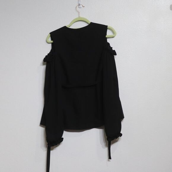 Missguided Black Cold Shoulder Ruffle Detail Blazer Sz 4 NWT - Picture 10 of 13